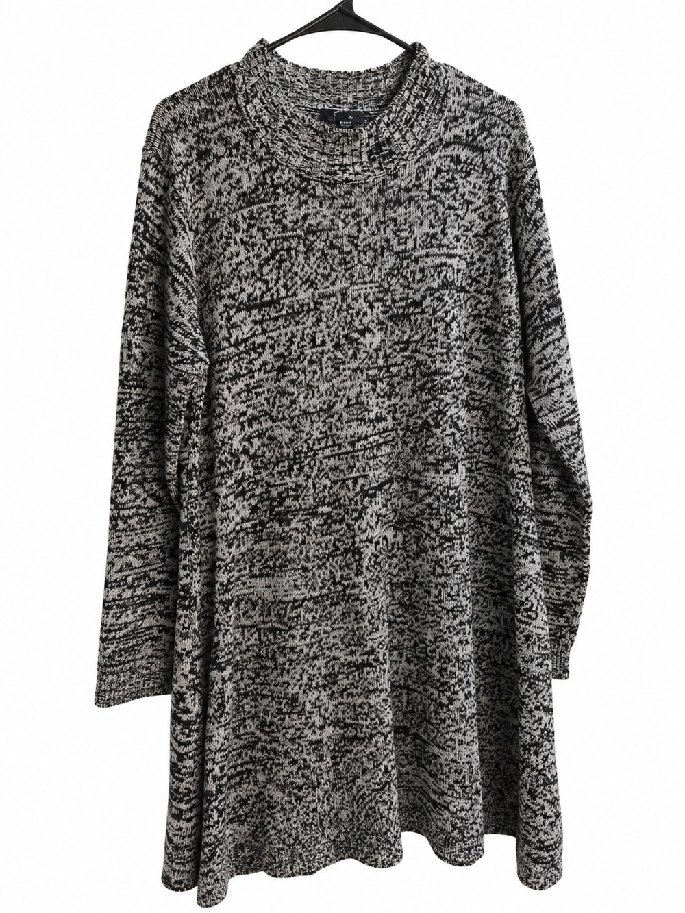 Ultra Flirt Black & White Marled Long Sleeve Sweater Dress